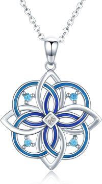 wholesale 925 Sterling Silver Blue Enamel Flower Pendant Necklaces Celtic Knot Lucky Charm Gifts for Her Him-A-Celtic Knot