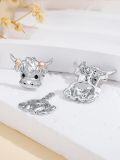 wholesale 925 Sterling Silver Highland Cow & Axolotl Stud Earrings for Women Gifts-0-1