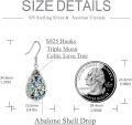 wholesale 925 Sterling Silver Metal Stone Abalone Shell Teardrop Pentagram Triple Moon Goddess Drop Earrings for Women-0-3