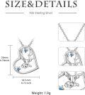 wholesale 925 Sterling Silver Heart-Shaped Sloth Pendant Necklace with Blue Crystal Stars and Leaves - Gifts for Her-0-1