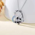 wholesale 925 Sterling Silver I Love You Forever Raccoons Pendant Necklace Blue Crystal Gifts for Women Girls-0-1