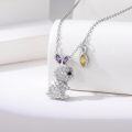 wholesale 925 Sterling Silver Rabbit Shaped Purple and Yellow Stone Pendant Necklace for Women-0-2