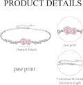 wholesale 925 Sterling Silver Paw Print Bracelet with Pink & White Cubic Zirconia, Adjustable Pet Memorial Jewelry for Dog Cat Lovers-0-2
