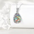 wholesale 925 Sterling Silver Abalone Shell Horse and Rider Pendant Necklace-0-2
