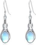 wholesale 925 Sterling Silver Blue Moonstone Leverback Dangle Drop Earrings for Women-0-0