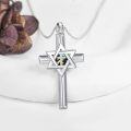 wholesale 925 Sterling Silver Star of David Cross Pendant Necklace Judaic Christian Jewelry with Abalone Shell Inlay and Chain 36 Length-0-1
