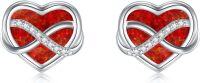 wholesale  Sterling Silver Opal Heart Stud Earrings for Women Minimalist Fashion -style 5