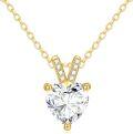 wholesale 14K Gold Heart-Shaped Moissanite Pendant Necklace for Women - 1 Carat EF Color Grade-0-0