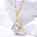 wholesale 14K Gold Round Cut Moissanite Pendant Necklace with Chain - Christmas Gifts for Women-0-3
