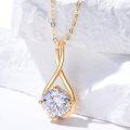 wholesale 14K Gold Round Cut Moissanite Pendant Necklace with Chain - Christmas Gifts for Women-0-3