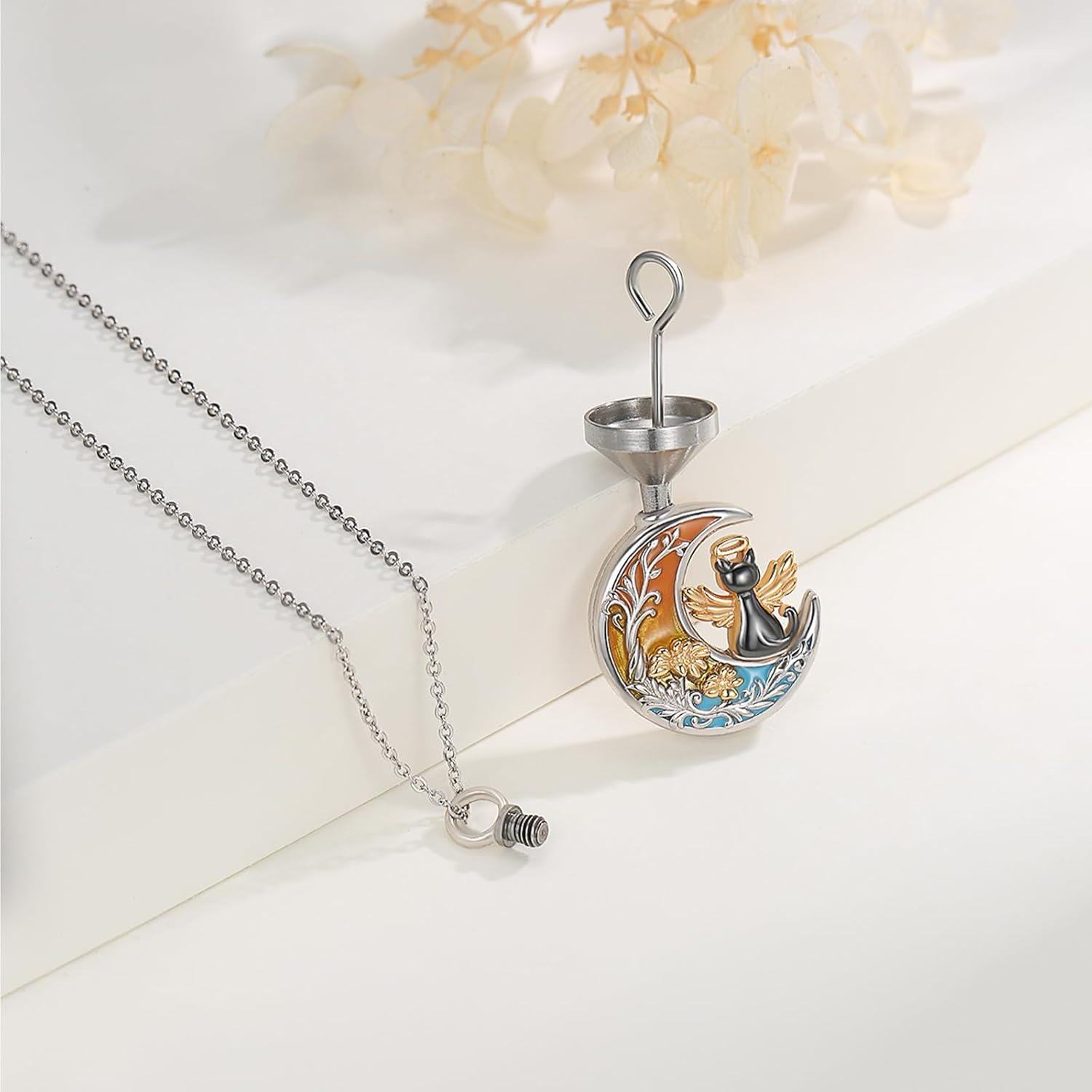 Sterling Silver Stone Pet Ashes Necklace for Women Men Dog Cat Cremation Jewelry-0-3