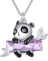 wholesale 925 Sterling Silver Purple Crystal Panda Charm Necklace for Women Mom Wife Gift-Panda necklace-01