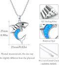 wholesale 925 Sterling Silver Blue Opal Shark Pendant Necklace for Women Girls -0-4