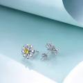 wholesale 925 Sterling Silver Daisy Stud Earrings Wholesale With Yellow Center-0-3