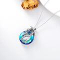 wholesale 925 Sterling Silver Blue Crystal Dragon Pendant Necklace s for Women-0-2
