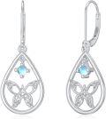wholesale 925 Sterling Silver Celtic Knot Teardrop Drop Earrings with Blue Moonstone-0-0