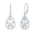 wholesale 925 Sterling Silver Platinum Plated Celtic Knot Butterfly Blue Opal Drop Earrings-0-0