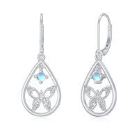 wholesale 925 Sterling Silver Platinum Plated Celtic Knot Butterfly Blue Opal Drop Earrings-C-Butterfly