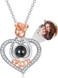 wholesale 925 Sterling Silver I Love You Mom Heart Rose Pearl Pendant Necklaces Mother's Day Gift for Women-A-Mom+Photo Fill-A-Mom+Photo