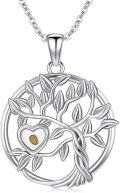 wholesale 925 Sterling Silver Tree of Life Heart Pendant Necklace with Yellow Stone for Women and Girls-0-0
