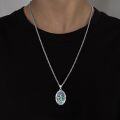 wholesale 925 Sterling Silver St Sebastian Protect Us Pendant with Abalone Shell and Crosses on Beaded Chain - 34 Total Length-0-3