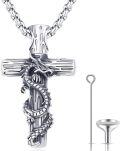wholesale 925 Sterling Silver Dragon Cross Urn Necklace   for Women and Men-0-0