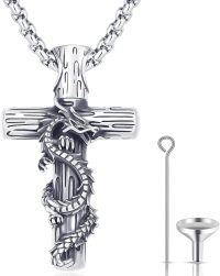 wholesale 925 Sterling Silver Dragon Cross Urn Necklace   for Women and Men-Dragon Cross Urn