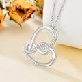 wholesale 925 Sterling Silver Double Heart with Diamonds Pendant Necklace for Women-0-1