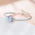 wholesale 925 Sterling Silver & Austrian Crystal Heart Charm Bangle - Hypoallergenic Jewelry for Women, Gift for Her-0-2