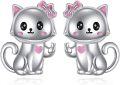wholesale 925 Sterling Silver Cat Bowknot Heart Stud Earrings  for Girls and Women-0-0