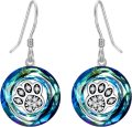 wholesale 925 Sterling Silver Round Blue Opal Paw Print Drop Earrings Gifts for Women-0-0