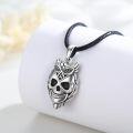 wholesale 925 Sterling Silver Owl Skull Pendant Gothic Necklace for Women and Men-0-1