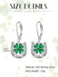 wholesale 925 Sterling Silver Shamrock Horseshoe Celtic Knot Leverback Drop Earrings-0-2