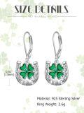 wholesale 925 Sterling Silver Shamrock Horseshoe Celtic Knot Leverback Drop Earrings-0-2