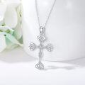wholesale 925 Sterling Silver Lab-Grown Cubic Zirconia Cross Pendant Necklace D-VVS Quality for Women-0-3