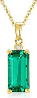 wholesale 14K Gold Emerald Pendant with Diamond Accent Chain - 32cm Length (Including Extender)-0-0