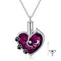 wholesale 925 Sterling Silver Cat Heart Urn Necklace Swarovski Crystal Paw Print Memorial Pendant-0-0