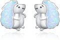 wholesale 925 Sterling Silver White Opal Hedgehog Stud Earrings for Women - Cute Hypoallergenic Gift Idea-0-0
