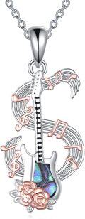 wholesale 925 Sterling Silver Electric Guitar & Music Notes with Labradorite Stone Pendant Necklace s for Women-0-0