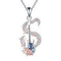 wholesale 925 Sterling Silver Electric Guitar & Music Notes with Labradorite Stone Pendant Necklace s for Women-0-0