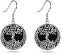 wholesale 925 Sterling Silver Celtic Tree Of Life Black Onyx Drop Earrings-0-0