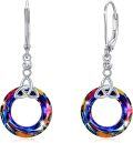 wholesale 925 Sterling Silver Rainbow Swarovski Crystal Celtic Knot Drop Earrings-0-0