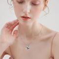 wholesale 925 Sterling Silver Heart Pendant Necklace With Green Stone And 'i Love You To The Moon And Back' Engraving-0-3