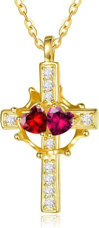 wholesale  Sterling Silver Birthstones Gold Cross Necklace for Women -01-07-Jan-Jul-01-07-Jan-Jul