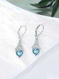 wholesale 925 Sterling Silver Heart Birthstone Celtic Knot Dangle Leverback Earrings-0-58