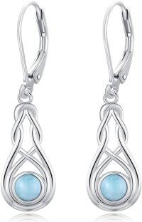 wholesale 925 Sterling Silver Celtic Knot Teardrop Larimar Drop Earrings Gift for Her-Larimar