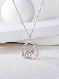 wholesale 925 Sterling Silver Heart Pendant with Axolotl Charm and Cubic Zirconia - I Love You Forever Necklace-0-2