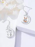 wholesale 925 Sterling Silver Moon Rabbit Carrot Drop Earrings for Women Girls -0-2