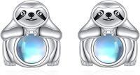 wholesale 925 Sterling Silver Sloth Moonstone Stud Earrings-sloth