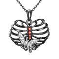 wholesale 925 Sterling Silver Black Plated Dragonfly Pendant with Red Cubic Zirconia and Chain - Gothic Style Necklaces for Women-0-0